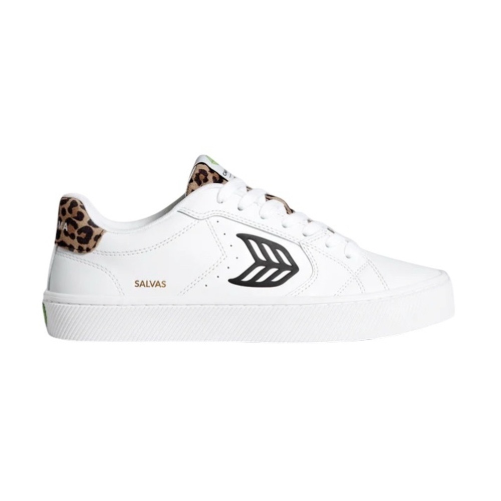 NIB Cariuma Salvas White Smooth Leather/Leopard Sneaker - Women’s 10.5/Men’s 9 - Picture 5 of 14